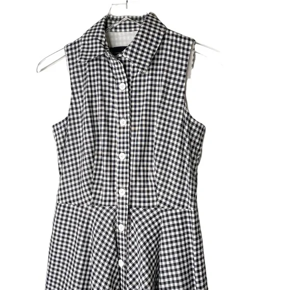 Chetta B Gingham Pin Up Classic MIDI Dress Black White Size 2 - Picture 3 of 10